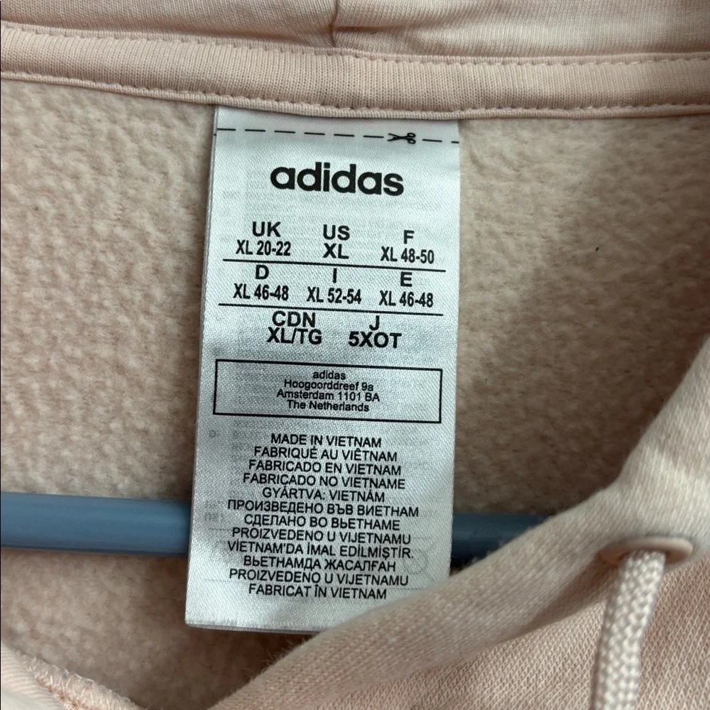 Adidas Light Pink Hoodie with White Stripes- Great condition - Picture 4 of 6